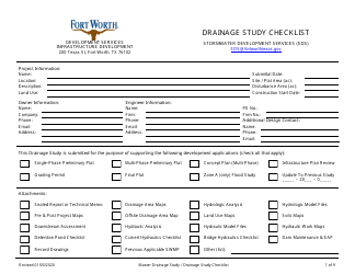Drainage Study Checklist - City of Fort Worth, Texas