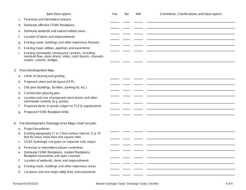Drainage Study Checklist - City of Fort Worth, Texas, Page 4