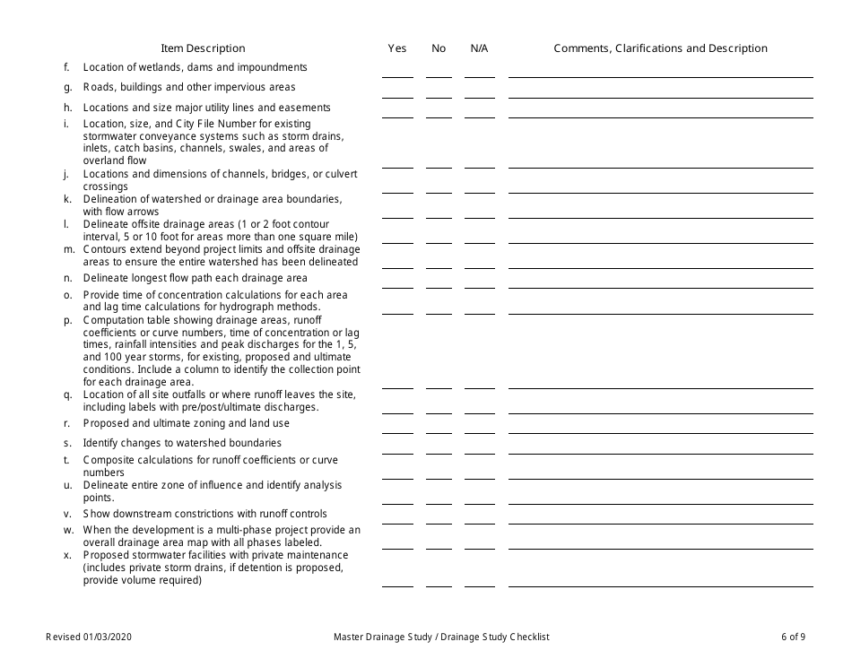 Drainage Study Checklist - City of Fort Worth, Texas, Page 6