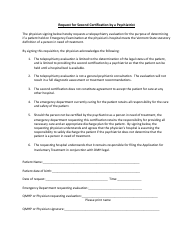 Document preview: Request for Second Certification by a Psychiatrist - Vermont
