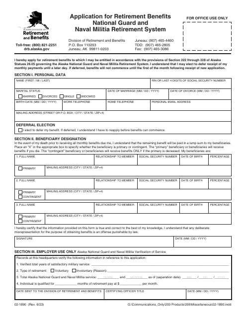 Form 02-1890  Printable Pdf