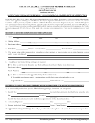 Form 507 Mandatory Insurance Suspension Non-commercial Limited License Application - Alaska