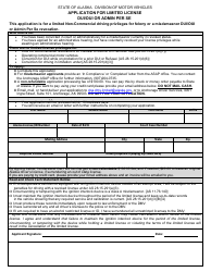 Document preview: Form 404E Application for Limited License Dui/Oui or Admin Per Se - Alaska