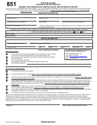 Document preview: Form 851 Request for Research or Verification of Motor Vehicle Record - Alaska