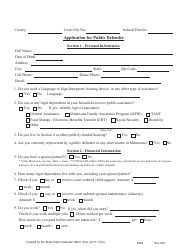 Document preview: Form PD APP Application for Public Defender - Minnesota