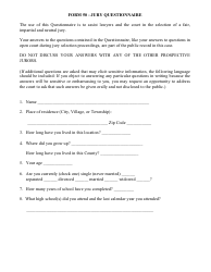 Form 50 Jury Questionnaire - Minnesota