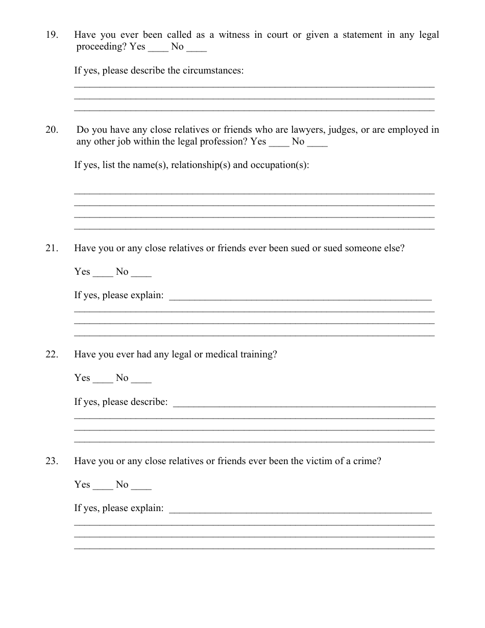Form 50 Jury Questionnaire - Minnesota, Page 4