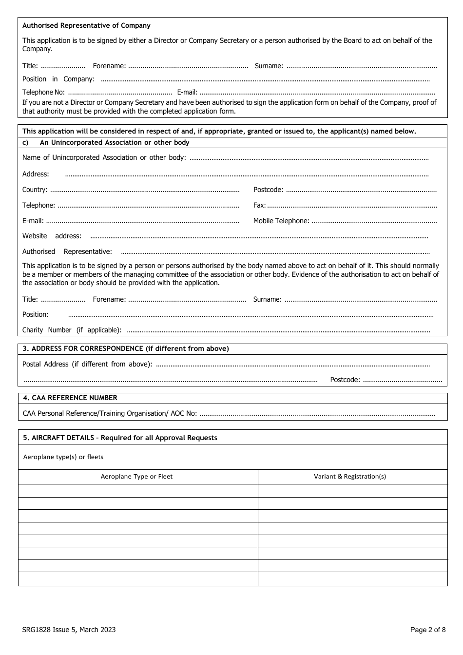Form SRG1828 Application for All Weather Operations (Awops) Approval - United Kingdom, Page 2