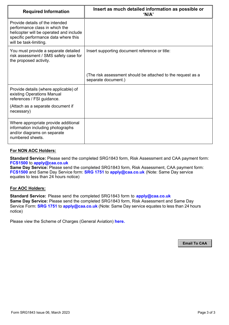 Form SRG1843 Permission / Exemption Request for Aoc Operators / Ncc / Spo - United Kingdom, Page 3