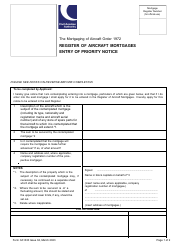 Form CA1330 Register of Aircraft Mortgages Entry of Priority Notice - United Kingdom