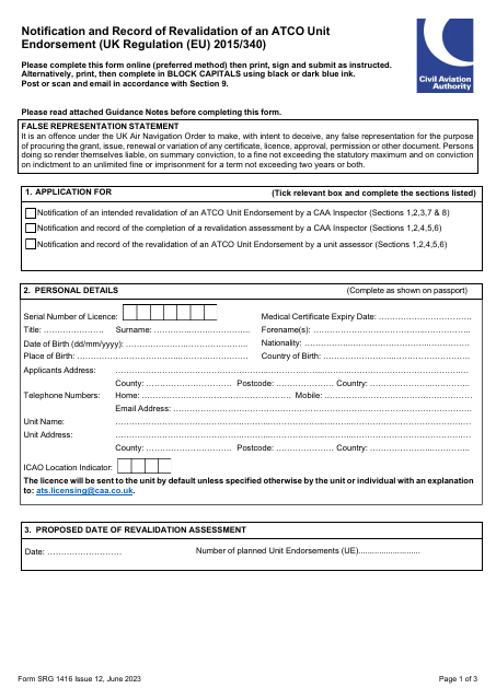 Form SRG1416  Printable Pdf