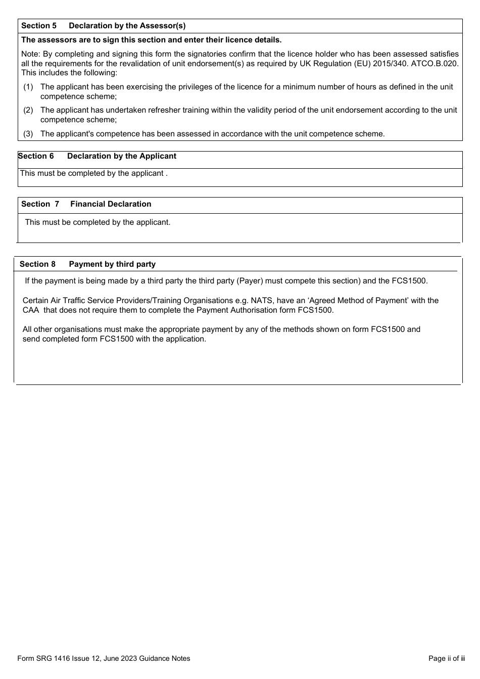 Form SRG1416 Notification and Record of Revalidation of an Atco Unit Endorsement (UK Regulation (Eu) 2015 / 340) - United Kingdom, Page 5
