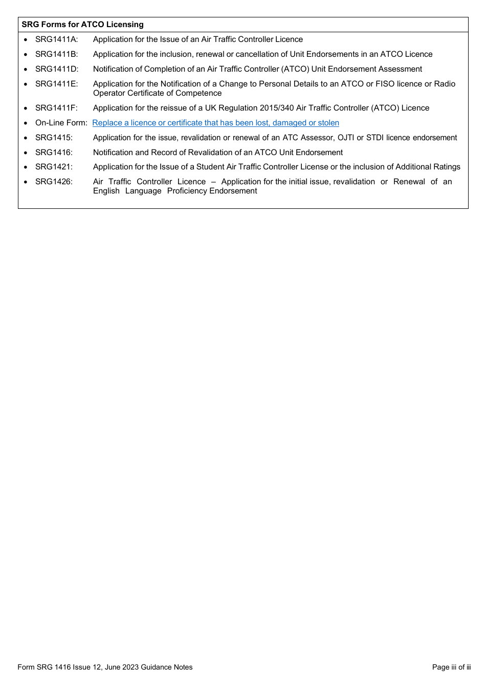 Form SRG1416 Notification and Record of Revalidation of an Atco Unit Endorsement (UK Regulation (Eu) 2015 / 340) - United Kingdom, Page 6