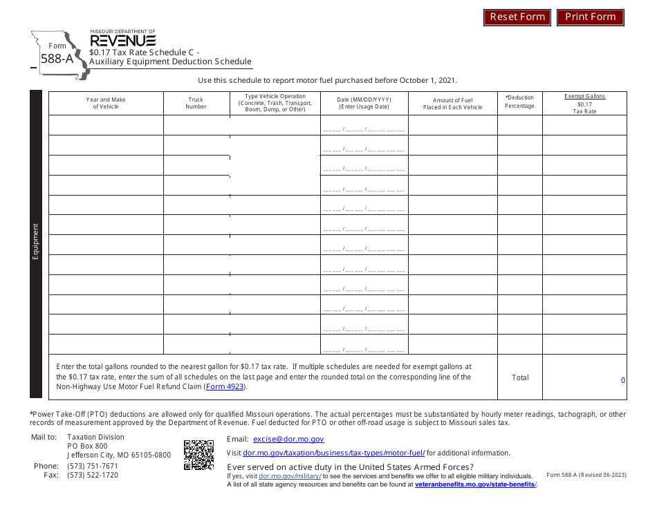 Form 588-A Schedule C Download Fillable PDF or Fill Online $0.17 Tax ...