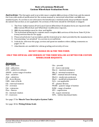 Document preview: BHSF-CWC Form 1 Custom Wheelchair Evaluation Form - Louisiana
