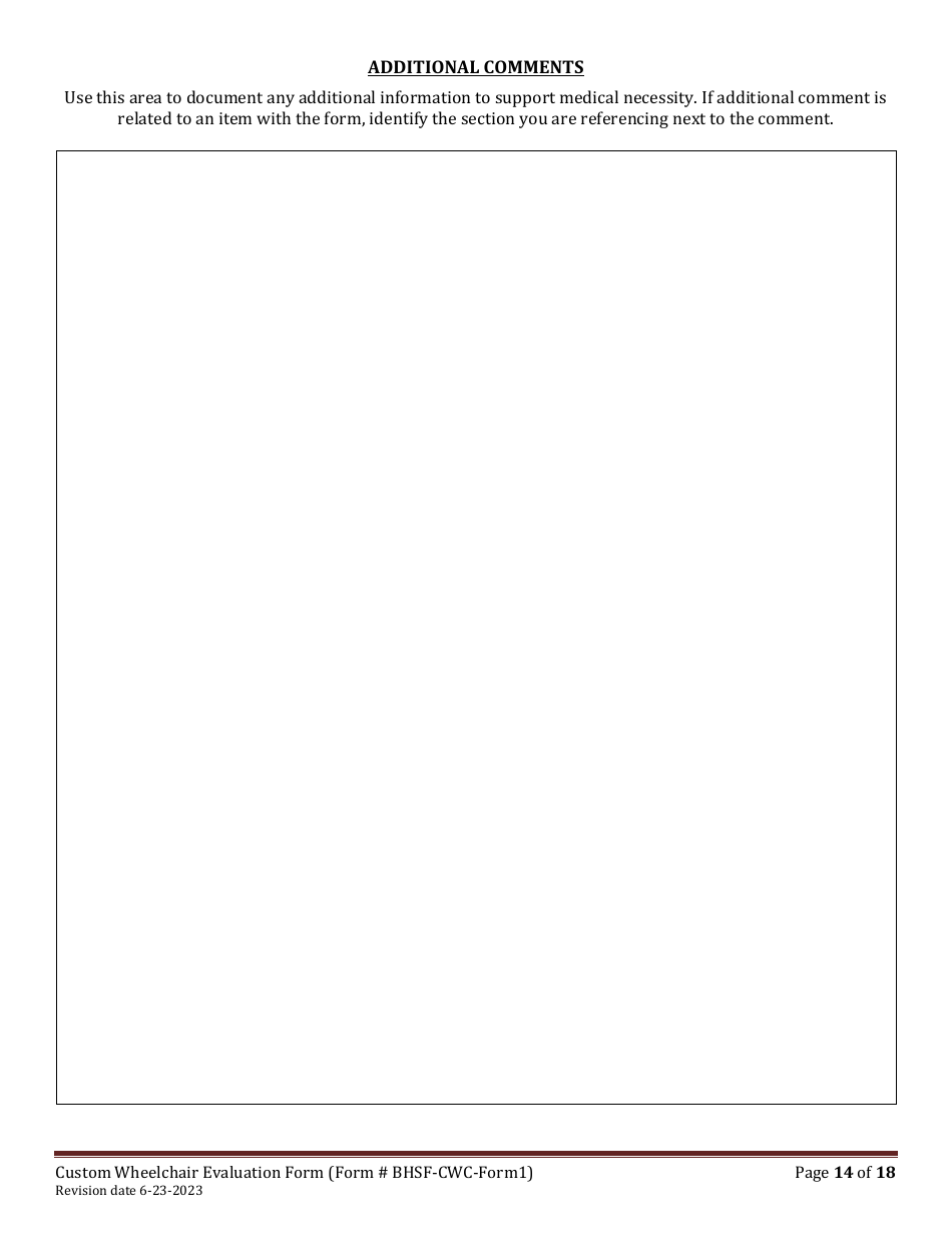 BHSF-CWC Form 1 Custom Wheelchair Evaluation Form - Louisiana, Page 14