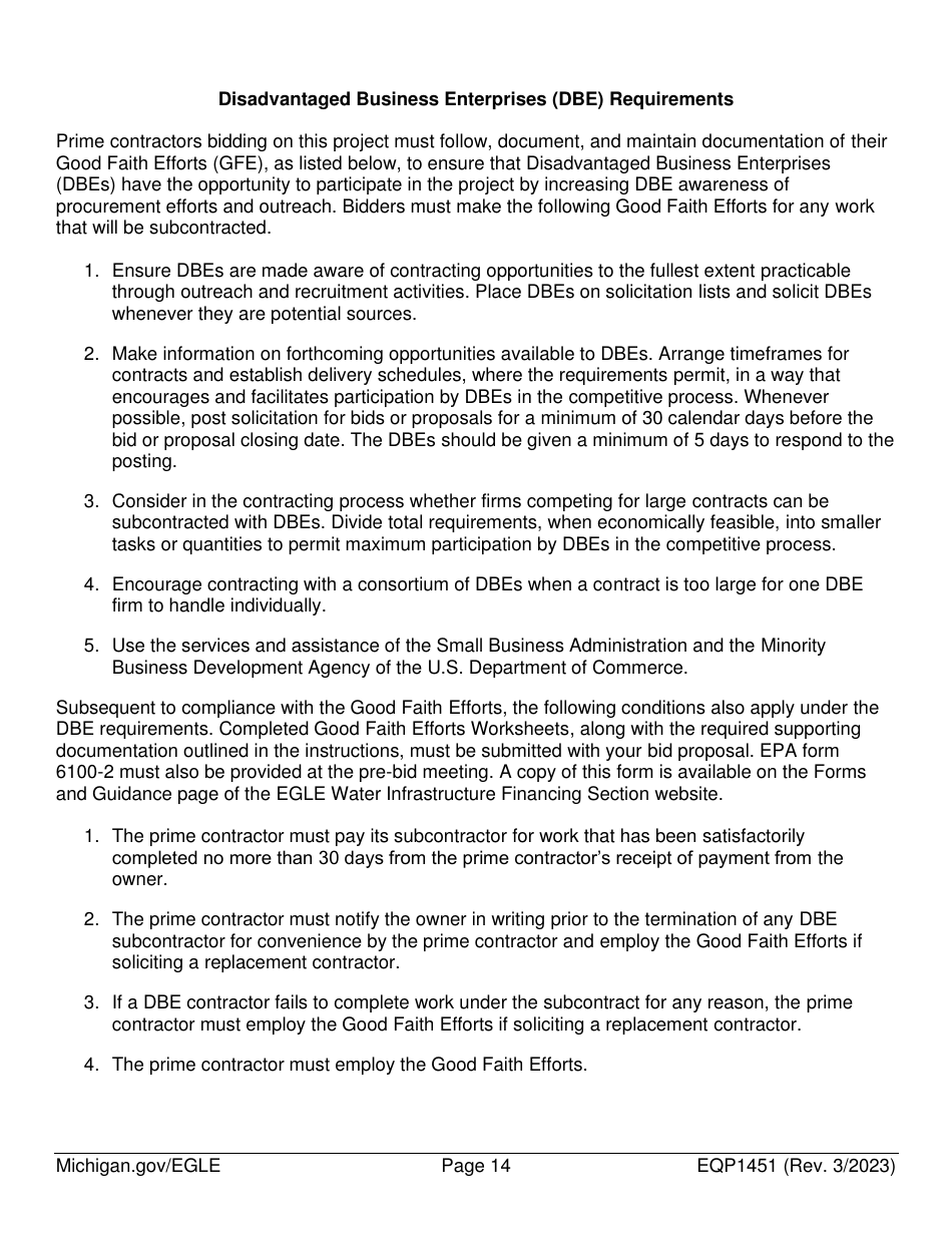 Form EQP1451 Equivalency Projects Contract Boilerplate Language - Michigan, Page 14