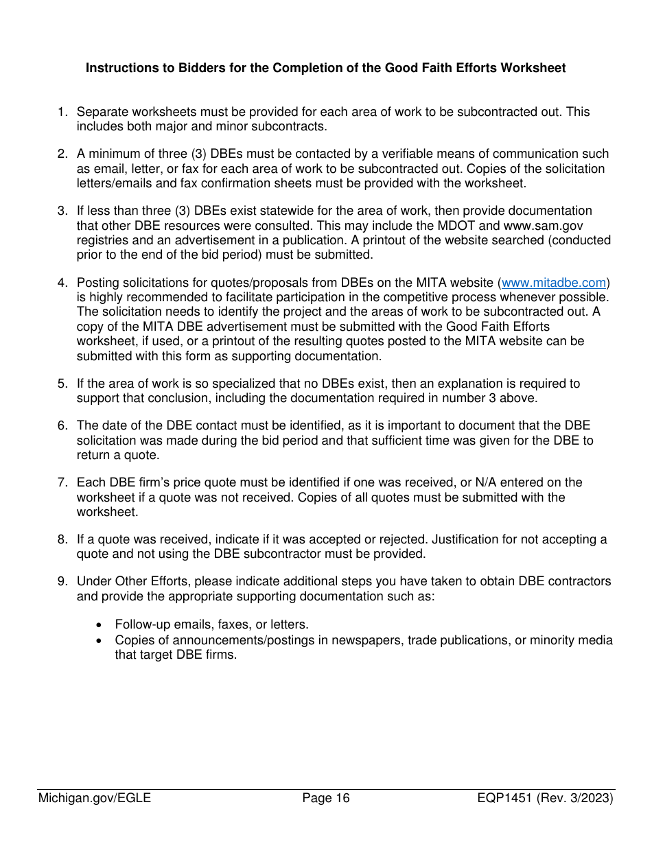 Form EQP1451 Equivalency Projects Contract Boilerplate Language - Michigan, Page 16