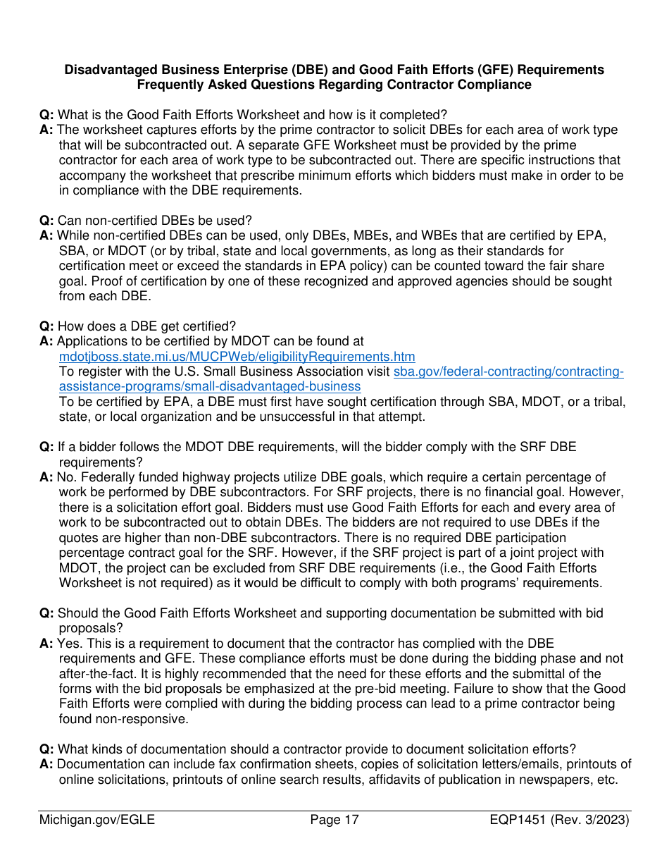 Form EQP1451 Equivalency Projects Contract Boilerplate Language - Michigan, Page 17
