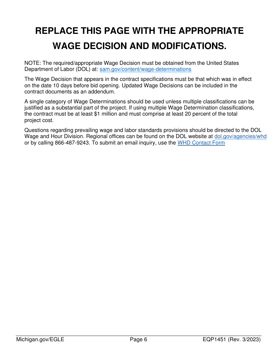 Form EQP1451 Equivalency Projects Contract Boilerplate Language - Michigan, Page 6