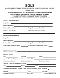 Form EQP1462 Joint Clean Water State Revolving Funds (Cwsrf/Swqif) and Drinking Water State Revolving Fund (Dwsrf) Project Planning Document Submittal Form - Michigan