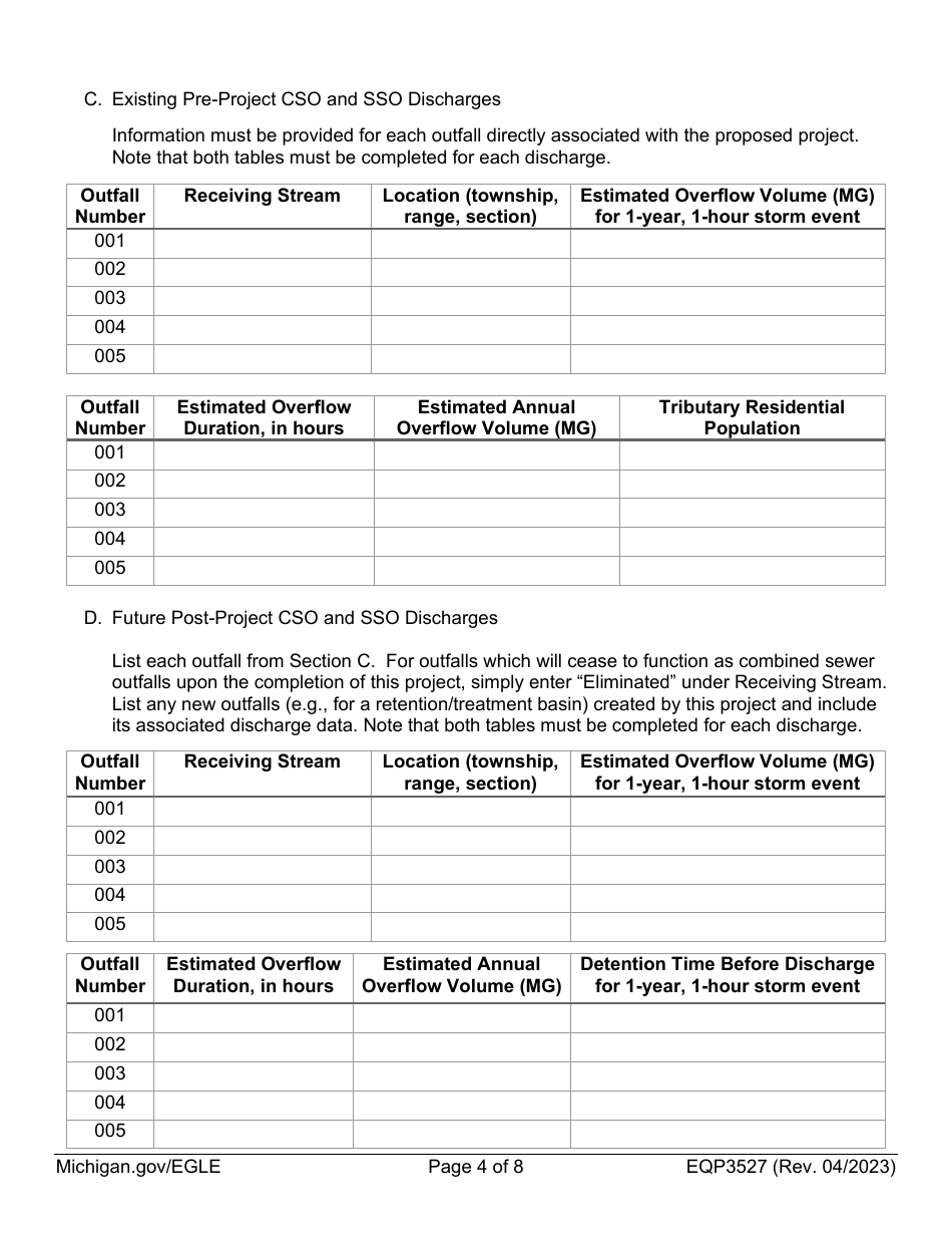 Form EQP3527 Project Priority List Scoring Data Form - Michigan, Page 4