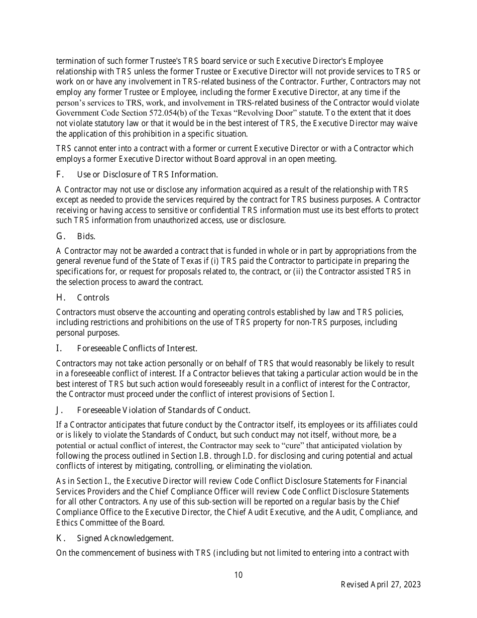 Code of Ethics for Contractors - Texas, Page 10