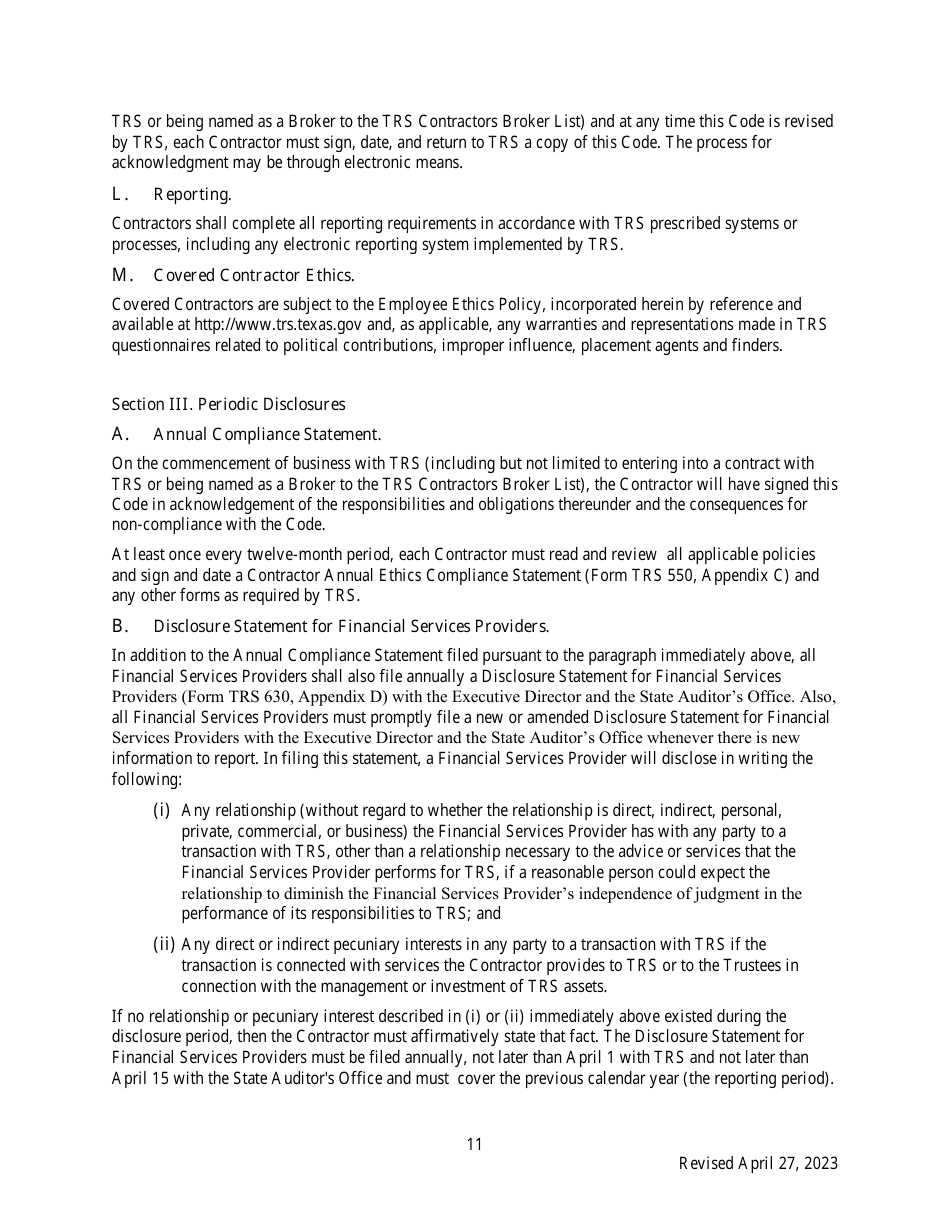 Code of Ethics for Contractors - Texas, Page 11