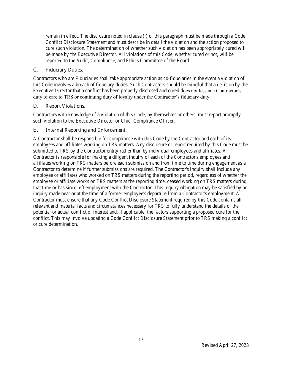 Code of Ethics for Contractors - Texas, Page 13