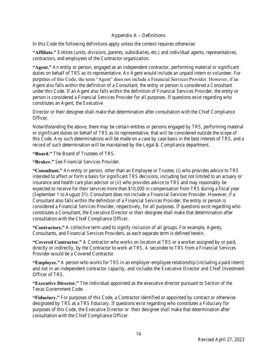 Code of Ethics for Contractors - Texas, Page 14