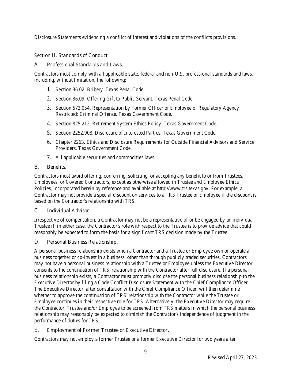 Code of Ethics for Contractors - Texas, Page 9