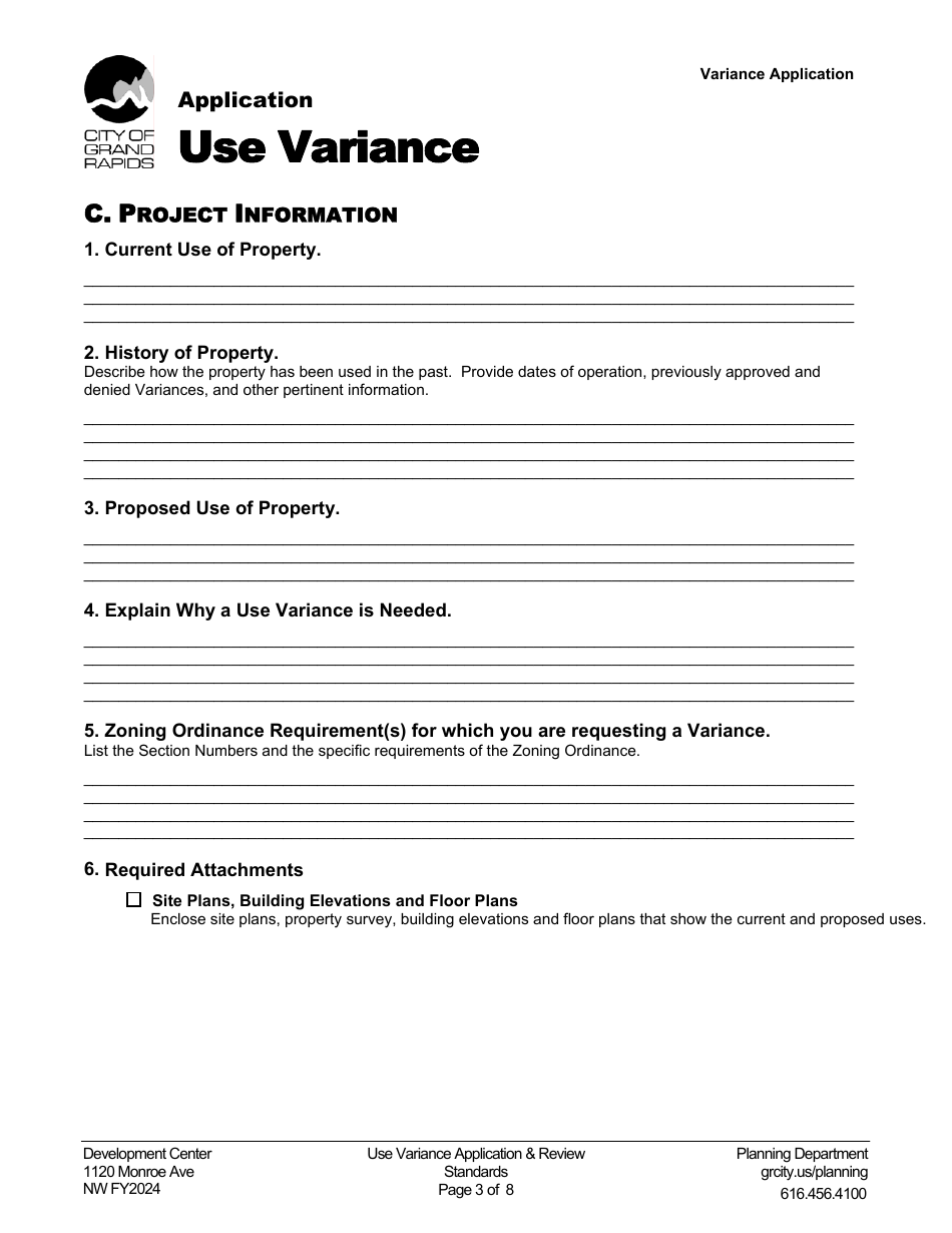 Use Variance Application - City of Grand Rapids, Michigan, Page 3