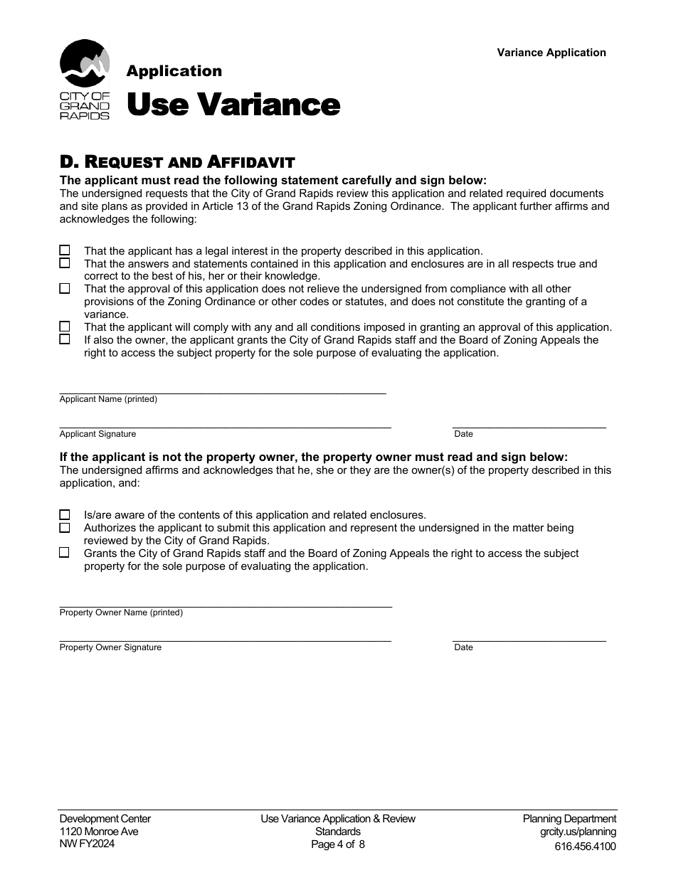 Use Variance Application - City of Grand Rapids, Michigan, Page 4
