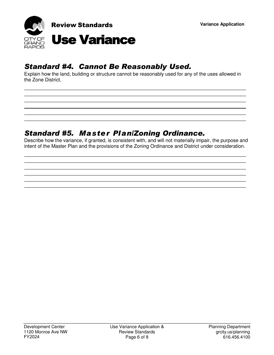 Use Variance Application - City of Grand Rapids, Michigan, Page 6