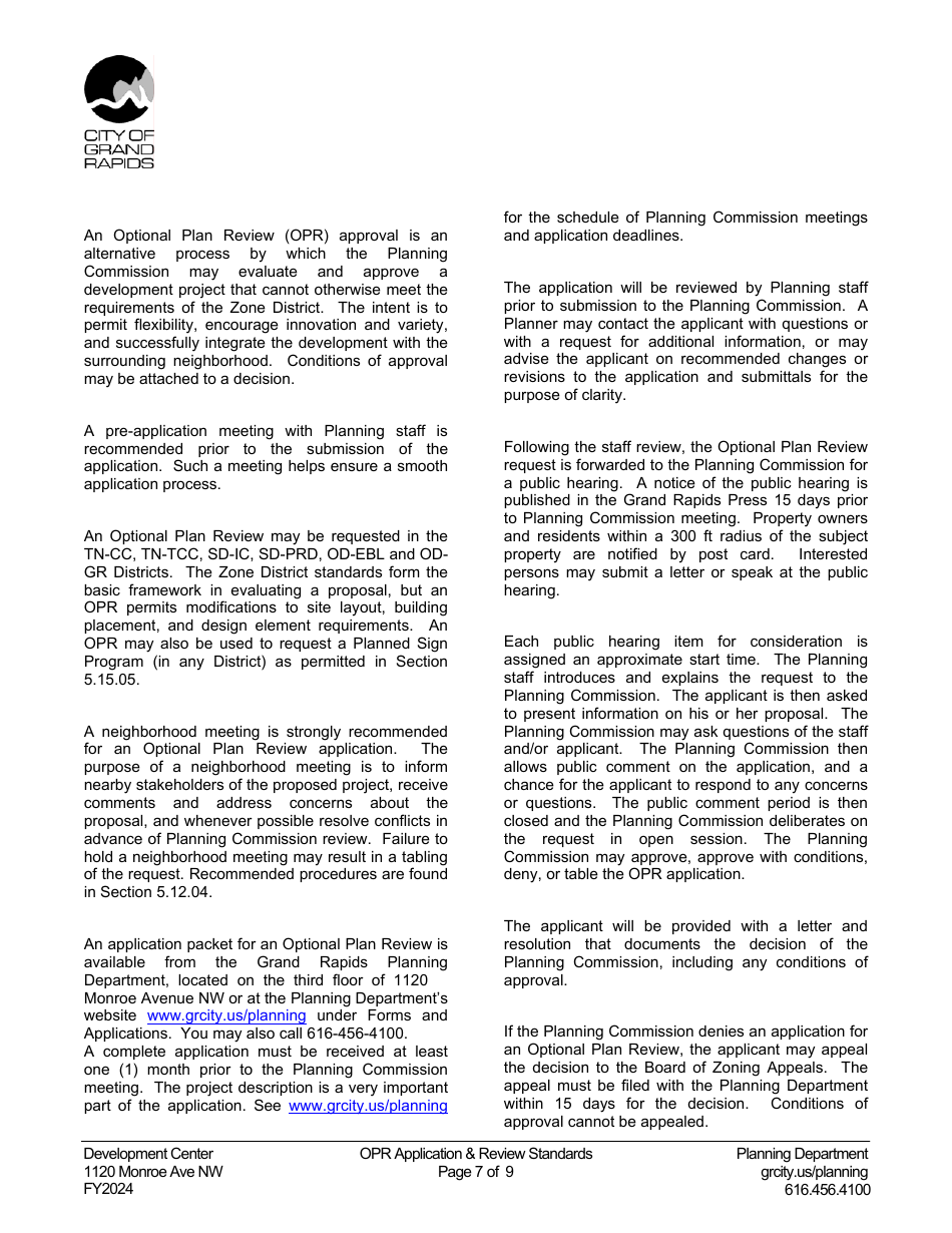 Optional Plan Review Application - City of Grand Rapids, Michigan, Page 7