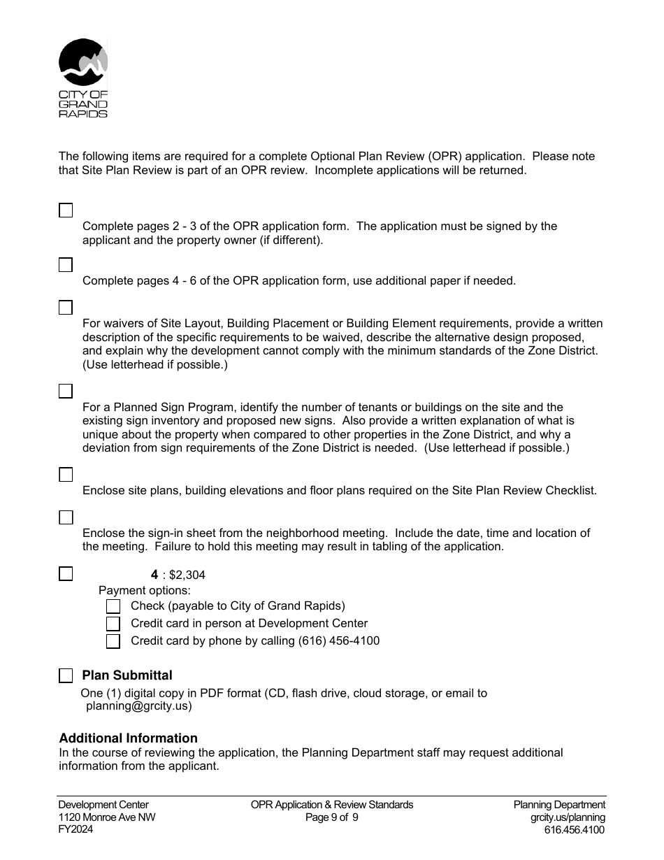 Optional Plan Review Application - City of Grand Rapids, Michigan, Page 9