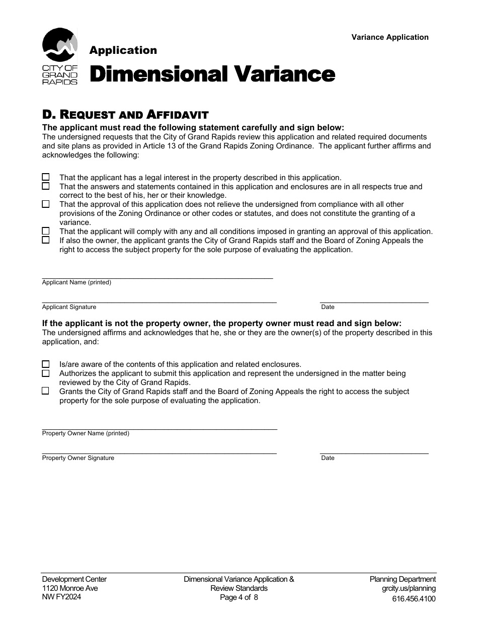 Dimensional Variance Application - City of Grand Rapids, Michigan, Page 4