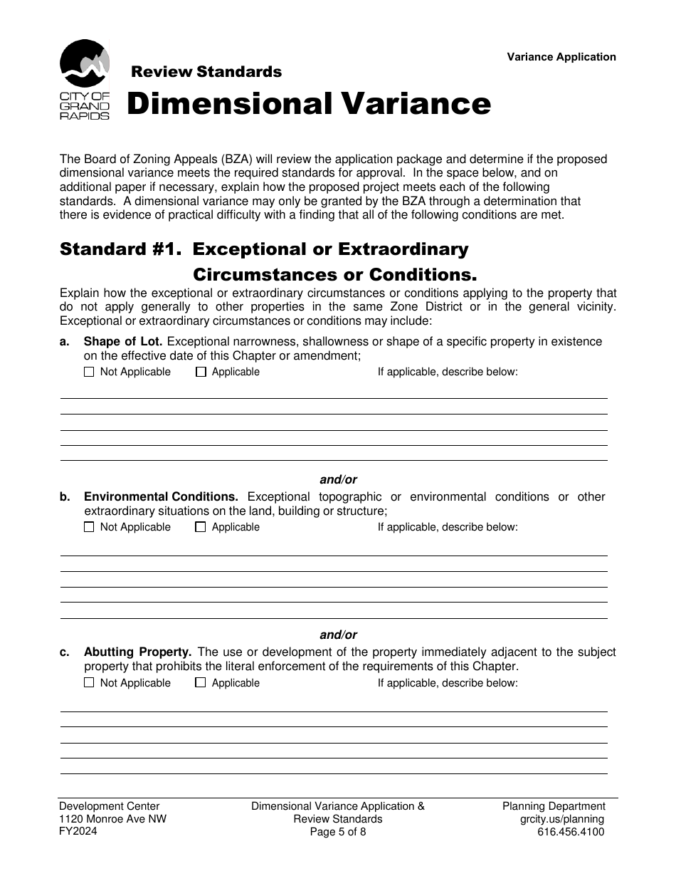 Dimensional Variance Application - City of Grand Rapids, Michigan, Page 5