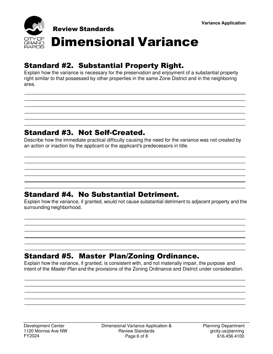 Dimensional Variance Application - City of Grand Rapids, Michigan, Page 6
