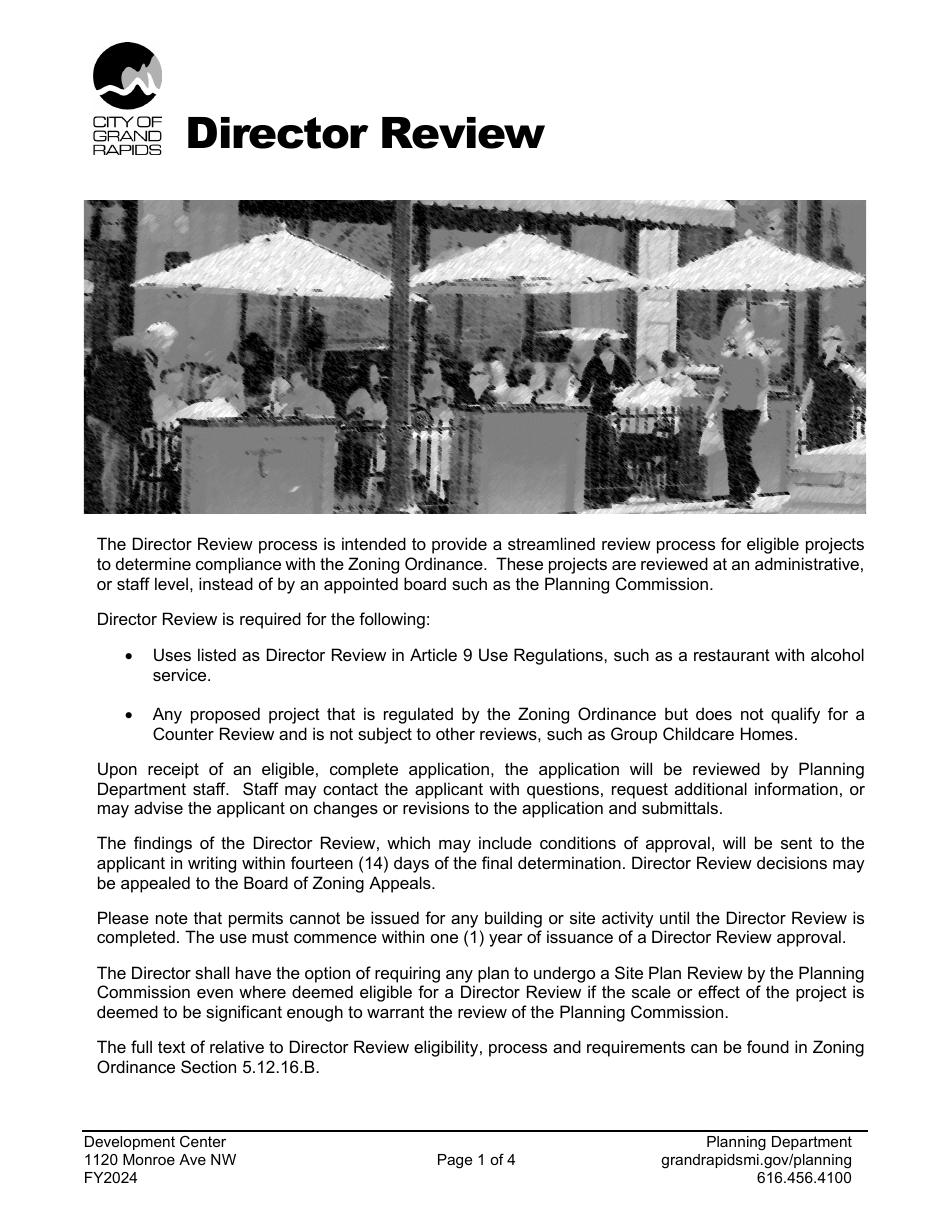 Director Review Application - Outdoor Seating With Alcohol Service - City of Grand Rapids, Michigan, Page 1