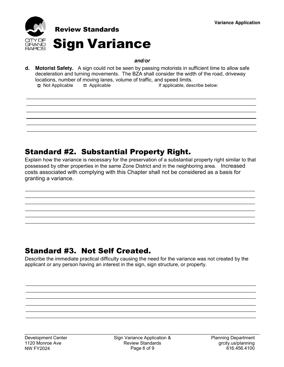 Sign Variance Application - City of Grand Rapids, Michigan, Page 6