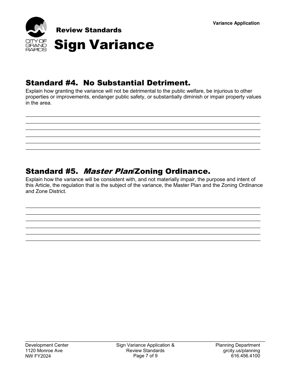 Sign Variance Application - City of Grand Rapids, Michigan, Page 7