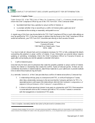 Document preview: Conflict of Interest Disclosure and Request for Determination - Texas
