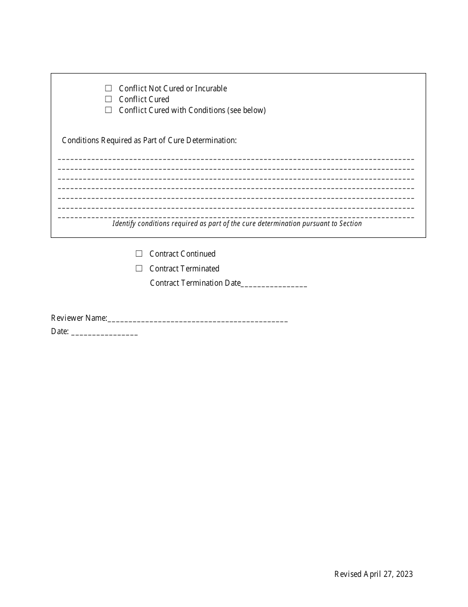 Texas Conflict of Interest Disclosure and Request for Determination ...