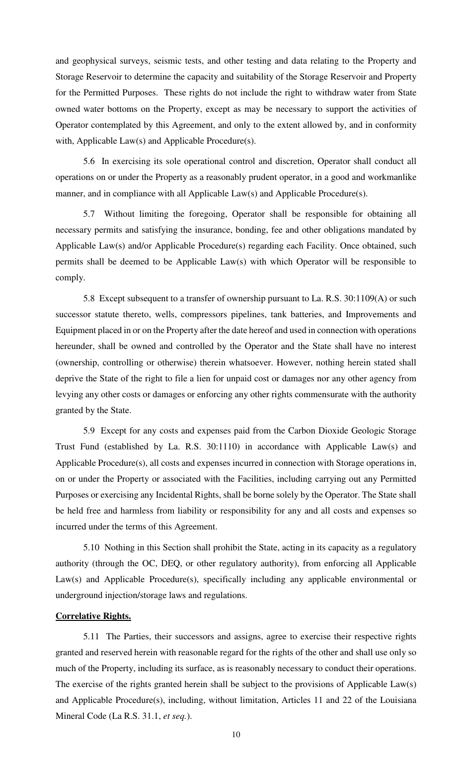 Carbon-Dioxide Storage Agreement - Louisiana, Page 10