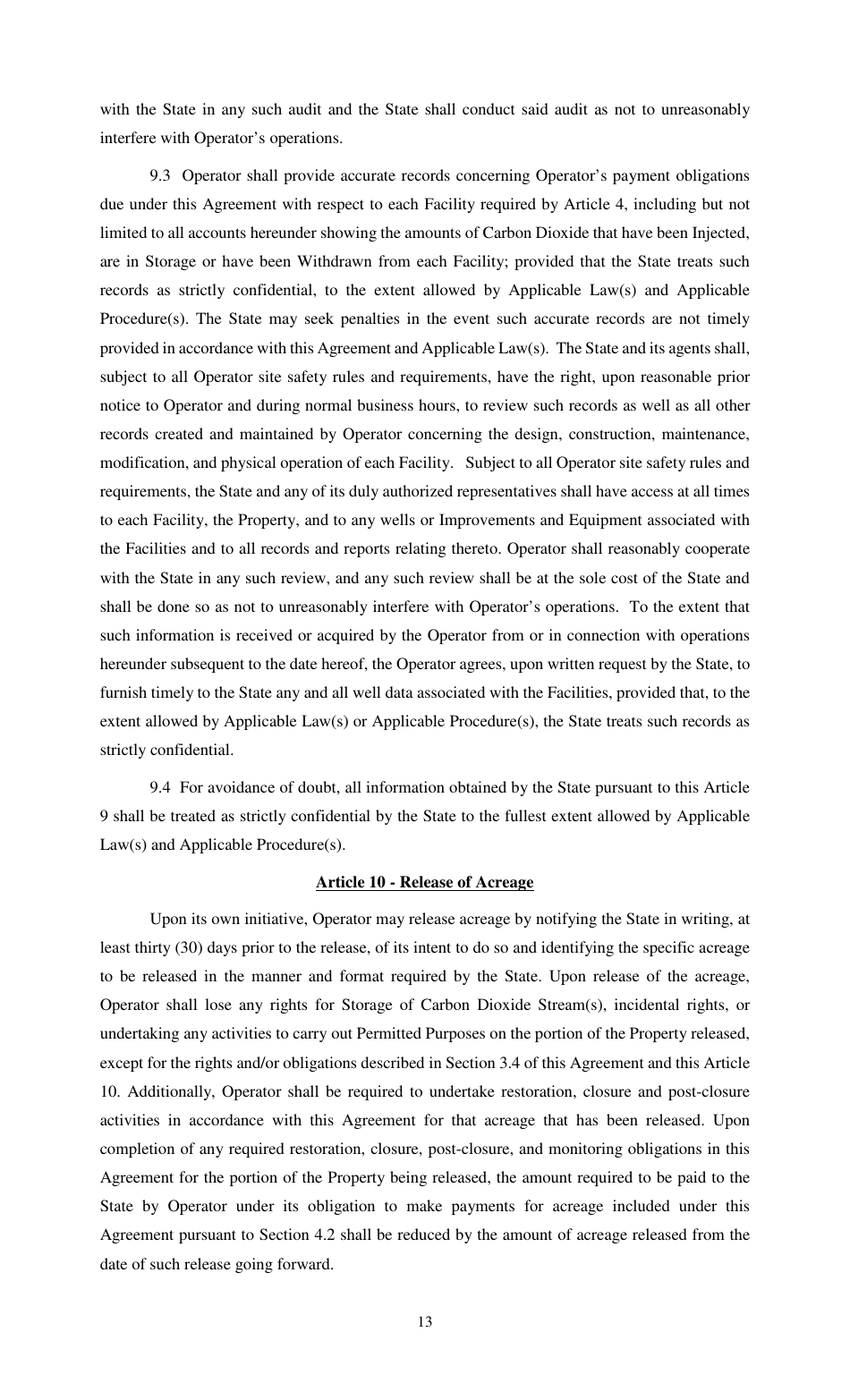 Carbon-Dioxide Storage Agreement - Louisiana, Page 13