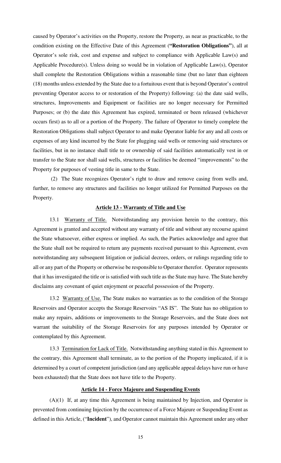 Carbon-Dioxide Storage Agreement - Louisiana, Page 15