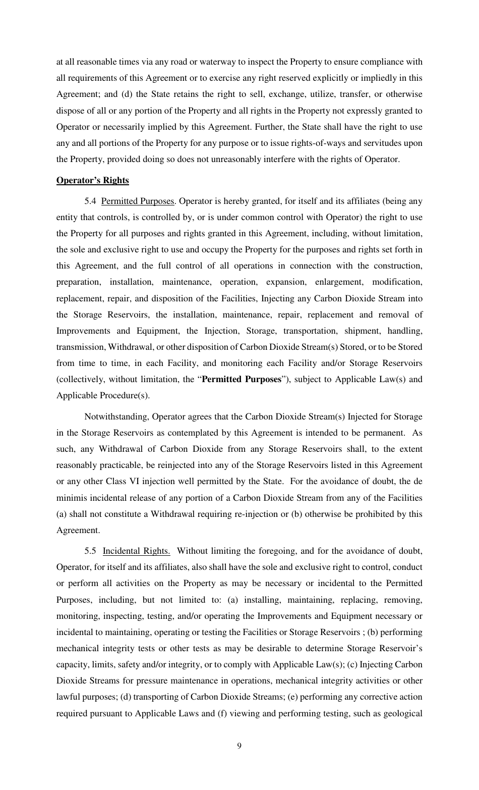 Carbon-Dioxide Storage Agreement - Louisiana, Page 9