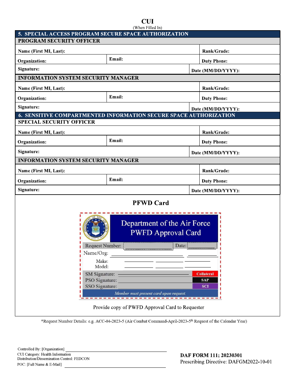 DAF Form 111 Daf Personal Wearable Fitness Device Request Form  Approval Card, Page 2