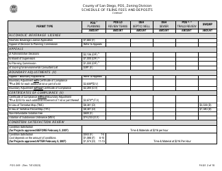 Form PDS-369 Schedule of Filing Fees and Deposits - County of San Diego, California, Page 2